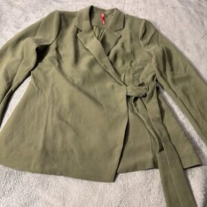 NWT SPANX Olive Green Wrap Tie Waist Blazer Jacket Women's M
